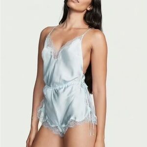 Victoria's Secret Satin Side Tie Lace Romper